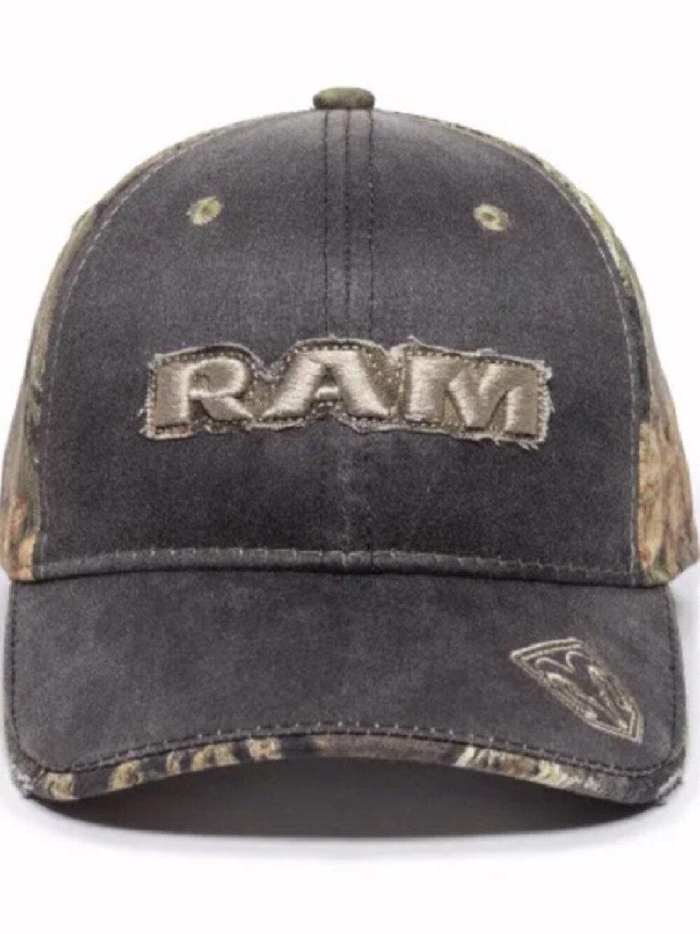 RAM Logo Patch Mossy Oak Distressed Style Camo Cap Hat - NEW Fast Ship